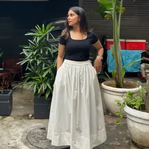 white cotton poplin skirt clofii